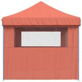 Foldable Party Tent Pop-Up with 3 Sidewalls Terracotta - Top-Down View