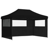 Foldable Party Tent Pop-Up with 3 Sidewalls Black - Front View