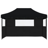 Foldable Party Tent Pop-Up with 3 Sidewalls Black - Side View