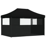 Foldable Party Tent Pop-Up with 3 Sidewalls Black - 45-Degree Angle