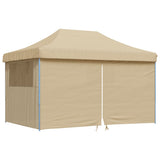 Foldable Party Tent Pop-Up with 4 Sidewalls Beige - Front View