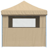 Foldable Party Tent Pop-Up with 4 Sidewalls Beige - Top-Down View