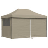 Foldable Party Tent Pop-Up with 4 Sidewalls Taupe - Front View