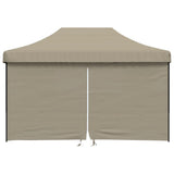 Foldable Party Tent Pop-Up with 4 Sidewalls Taupe - Side View