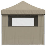 Foldable Party Tent Pop-Up with 4 Sidewalls Taupe