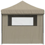 Foldable Party Tent Pop-Up with 4 Sidewalls Taupe - Top-Down View