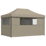 Foldable Party Tent Pop-Up with 4 Sidewalls Taupe - 45-Degree Angle