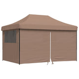 Foldable Party Tent Pop-Up with 4 Sidewalls Brown - Front View