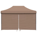 Foldable Party Tent Pop-Up with 4 Sidewalls Brown - Side View