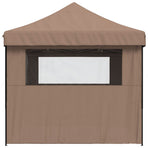 Foldable Party Tent Pop-Up with 4 Sidewalls Brown