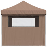 Foldable Party Tent Pop-Up with 4 Sidewalls Brown - Top-Down View