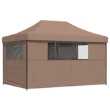 Foldable Party Tent Pop-Up with 4 Sidewalls Brown - 45-Degree Angle
