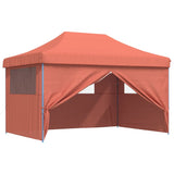 Foldable Party Tent Pop-Up with 4 Sidewalls Terracotta - Close-Up Angle
