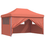 Foldable Party Tent Pop-Up with 4 Sidewalls Terracotta - Low Angle