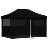 Foldable Party Tent Pop-Up with 4 Sidewalls Black - Front View