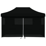 Foldable Party Tent Pop-Up with 4 Sidewalls Black - Side View