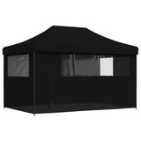 Foldable Party Tent Pop-Up with 4 Sidewalls Black - 45-Degree Angle