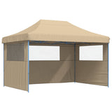 Foldable Party Tent Pop-Up with 3 Sidewalls Beige - Front View
