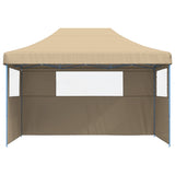 Foldable Party Tent Pop-Up with 3 Sidewalls Beige - Side View