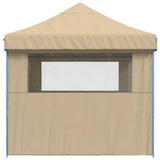 Foldable Party Tent Pop-Up with 3 Sidewalls Beige - Top-Down View