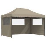 Foldable Party Tent Pop-Up with 3 Sidewalls Taupe - Front View