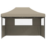 Foldable Party Tent Pop-Up with 3 Sidewalls Taupe - Side View
