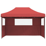 Foldable Party Tent Pop-Up with 3 Sidewalls Burgundy - Side View