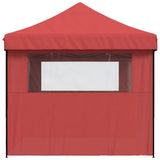 Foldable Party Tent Pop-Up with 3 Sidewalls Burgundy - Top-Down View
