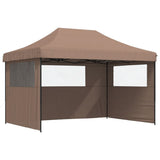 Foldable Party Tent Pop-Up with 3 Sidewalls Brown - Front View