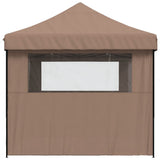 Foldable Party Tent Pop-Up with 3 Sidewalls Brown - Top-Down View
