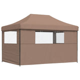 Foldable Party Tent Pop-Up with 3 Sidewalls Brown - 45-Degree Angle