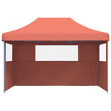 Foldable Party Tent Pop-Up with 3 Sidewalls Terracotta - Side View