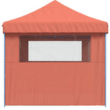 Foldable Party Tent Pop-Up with 3 Sidewalls Terracotta - Top-Down View