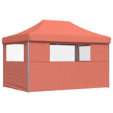 Foldable Party Tent Pop-Up with 3 Sidewalls Terracotta - 45-Degree Angle