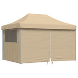 Foldable Party Tent Pop-Up with 4 Sidewalls Beige - Front View