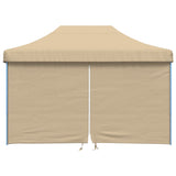 Foldable Party Tent Pop-Up with 4 Sidewalls Beige - Side View