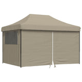 Foldable Party Tent Pop-Up with 4 Sidewalls Taupe - Front View