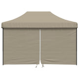 Foldable Party Tent Pop-Up with 4 Sidewalls Taupe - Side View