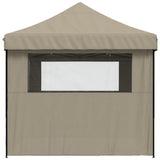 Foldable Party Tent Pop-Up with 4 Sidewalls Taupe - Top-Down View
