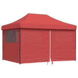Foldable Party Tent Pop-Up with 4 Sidewalls Burgundy - Front View