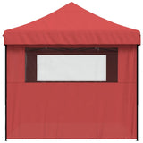 Foldable Party Tent Pop-Up with 4 Sidewalls Burgundy - Top-Down View
