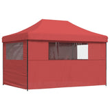 Foldable Party Tent Pop-Up with 4 Sidewalls Burgundy - 45-Degree Angle