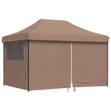 Foldable Party Tent Pop-Up with 4 Sidewalls Brown - Front View