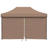 Foldable Party Tent Pop-Up with 4 Sidewalls Brown - Side View