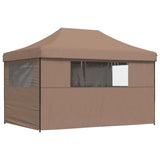Foldable Party Tent Pop-Up with 4 Sidewalls Brown - 45-Degree Angle