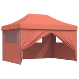 Foldable Party Tent Pop-Up with 4 Sidewalls Terracotta - Close-Up Angle
