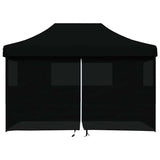 Foldable Party Tent Pop-Up with 4 Sidewalls Black - Side View