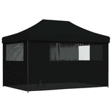 Foldable Party Tent Pop-Up with 4 Sidewalls Black - 45-Degree Angle