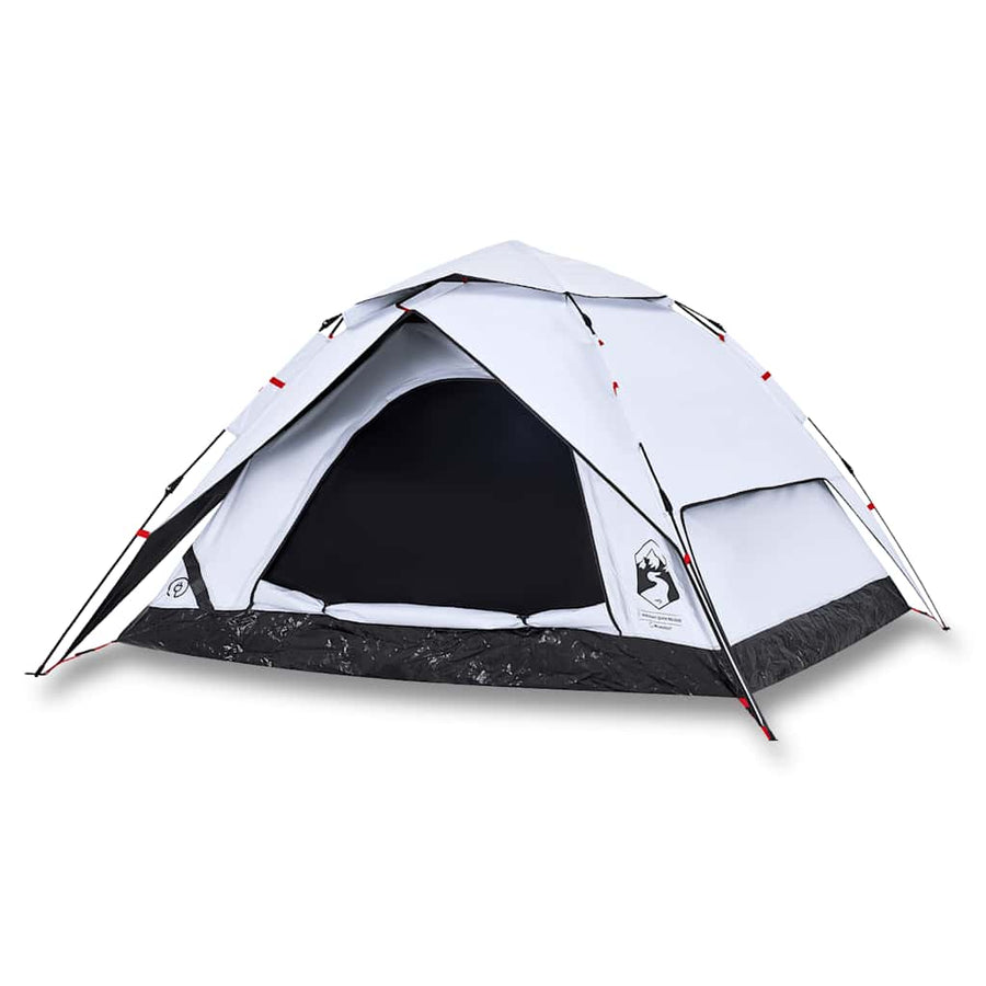 Camping Tent Dome 4-Person White Blackout Fabric Quick Release