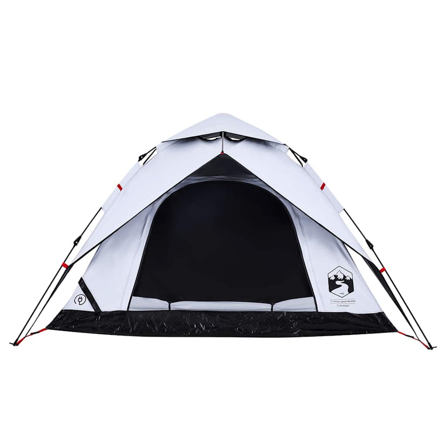Camping Tent Dome 4-Person White Blackout Fabric Quick Release